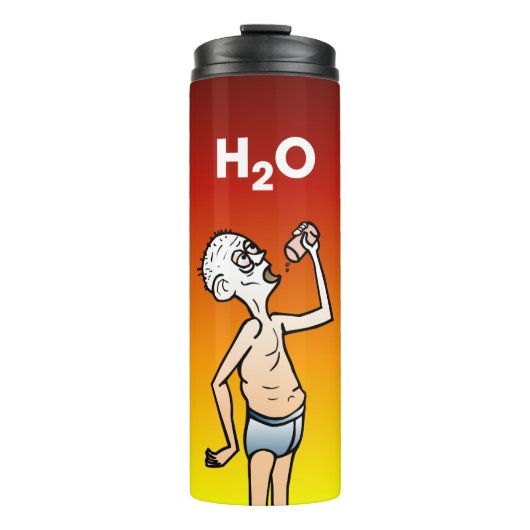 Der durstige Mann Thermobecher Thermosbecher (Vorderseite)
