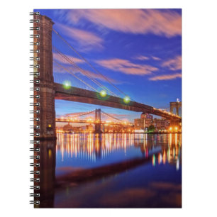 Der East River, Brooklyn-Brücke, Manhattan Notizblock