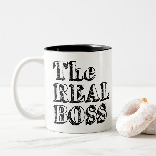 Der echte Boss Zweifarbige Tasse (Mit Donut)