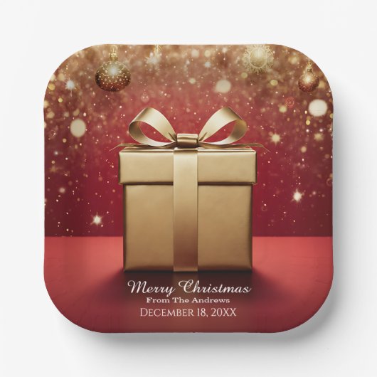 Der echte Geschenk-Gold-Weihnachts-Papierteller Pappteller (Vorderseite)