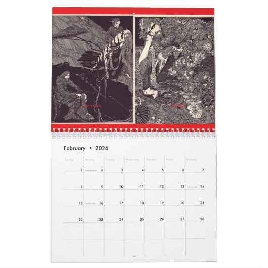 Der Edgar Allan Poe und Wandkalender Harrys Clarke (Feb 2026)