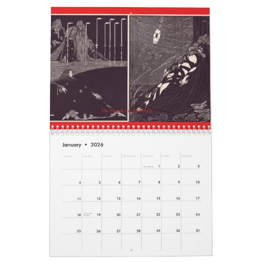 Der Edgar Allan Poe und Wandkalender Harrys Clarke (Jan 2026)