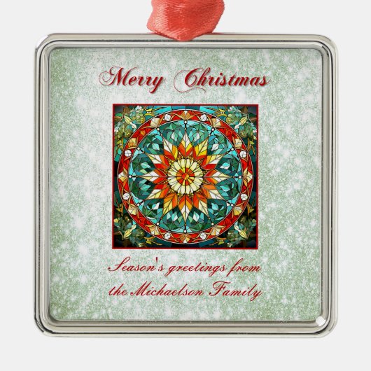 Der Effekt des grünen Glitzer aus Hartglas Ornament Aus Metall (Vorne)