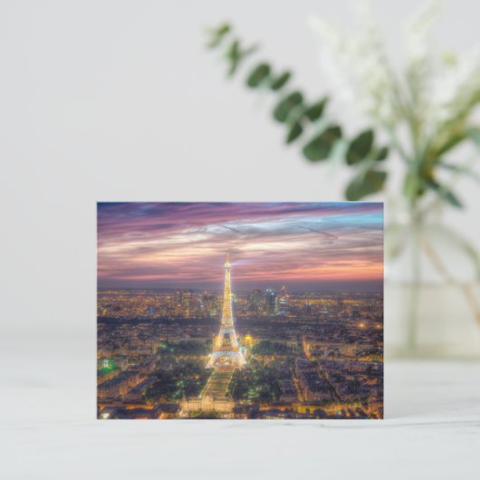 Der Eiffelturm in der Nacht, Paris Frankreich Postkarte (Stehend Vorderseite)