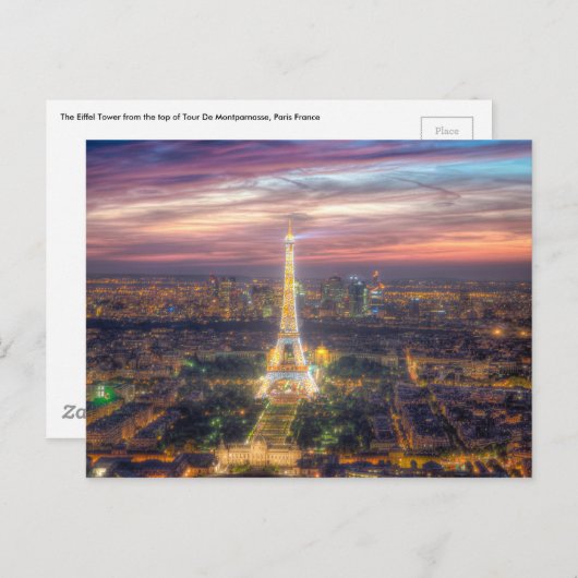 Der Eiffelturm in der Nacht, Paris Frankreich Postkarte (Vorne/Hinten)