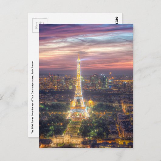 Der Eiffelturm in der Nacht, Paris Frankreich Postkarte (Vorne/Hinten)