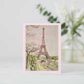 Der Eiffelturm in Rosa Postkarte (Stehend Vorderseite)