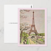 Der Eiffelturm in Rosa Postkarte (Vorne/Hinten)