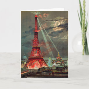 Der Eiffelturm in roter Postkarte