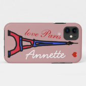 Der Eiffelturm-individuelle Name Case-Mate iPhone Hülle (Rückseite (Horizontal))