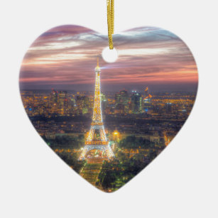 Der Eiffelturm nachts, Paris Frankreich Keramikornament