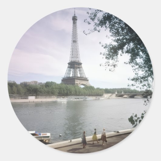 Der Eiffelturm. Paris, circa 1960. Runder Aufkleber (Vorderseite)