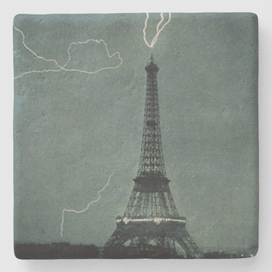 Der Eiffelturm wurde vom Blitz angefahren Steinuntersetzer (Vorderseite)