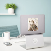 "Der Eine wird kommen" Japanischer Katzenkunst-Auf Aufkleber (Laptop auf Schreibtisch)