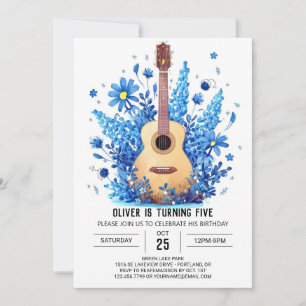 Der einfache Gitarrenjunge der Kinder zum Geburtst Einladung