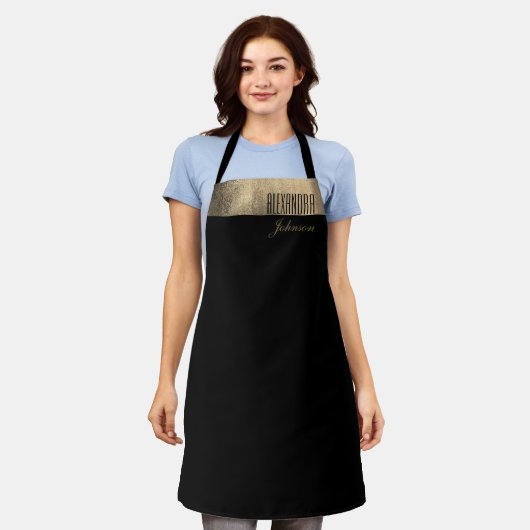Der einfache Name Gold und Black Schürze (Getragen)