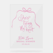 Der einfache rosa Bow, der das Brautparty des Knot Acrylschild (Vorderseite)