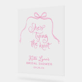 Der einfache rosa Bow, der das Brautparty des Knot Acrylschild (Winkel)