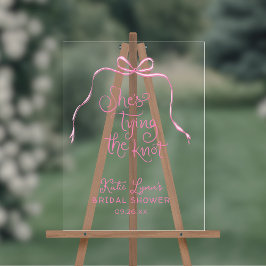 Der einfache rosa Bow, der das Brautparty des Knot Acrylschild