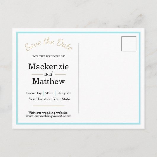 Der einfache Strand Save the Date Ankündigungspostkarte (Rückseite)