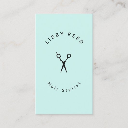 Der einfache türkisfarbene Salon mit seinen blauen Visitenkarte (Vorderseite)