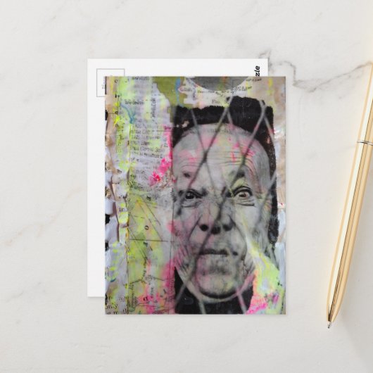 der eingesperrte Mann Junk Journal Mixed Media Col Postkarte (Vorderseite/Rückseite Beispiel)
