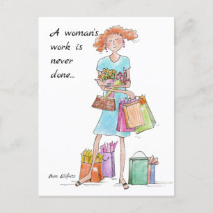 Der Einkauf junger Frauen wird nie auf Postkarte g