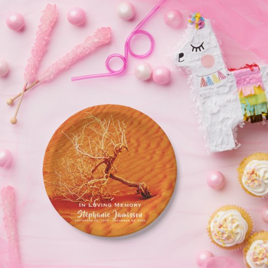 Der einsame Baum in der Wüste Sand Feier des Leben Pappteller (Party)