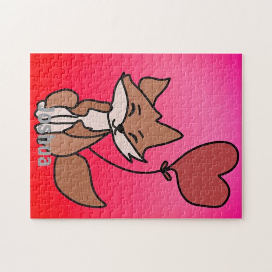 Der einsame Fuchs und der Herzballon | Liebe Puzzle (Horizontal)