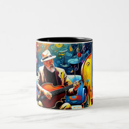 Der einsame Musiker Zweifarbige Tasse