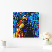 Der einsame Vogel 2 Quadratische Wanduhr (Zuhause)