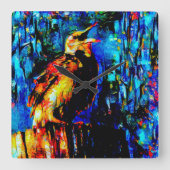 Der einsame Vogel 2 Quadratische Wanduhr (Vorderseite)