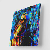 Der einsame Vogel 2 Quadratische Wanduhr (Winkel)