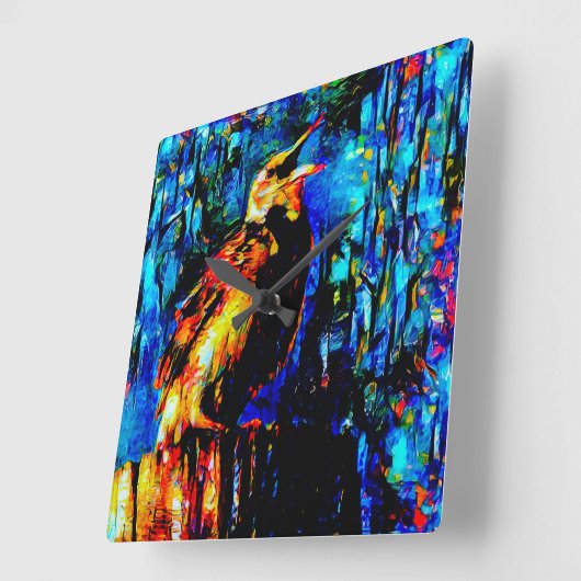 Der einsame Vogel 2 Quadratische Wanduhr (Winkel)