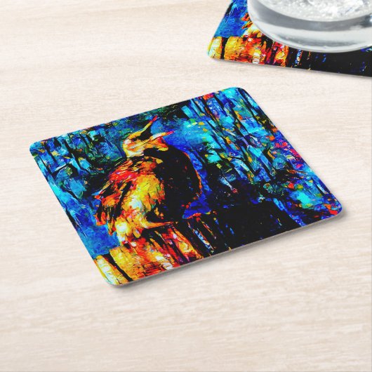 Der einsame Vogel 2 Rechteckiger Pappuntersetzer (angewinkelt)