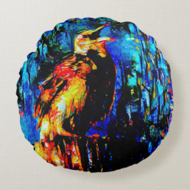 Der einsame Vogel 2 Rundes Kissen