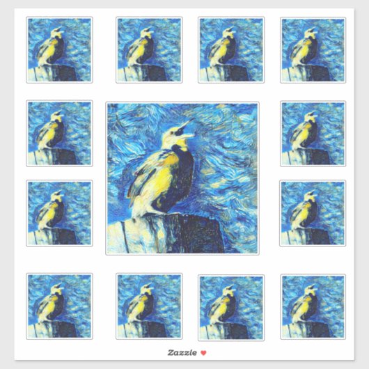 Der einsame Vogel im VanGogh-Stil  Aufkleber (Blatt)