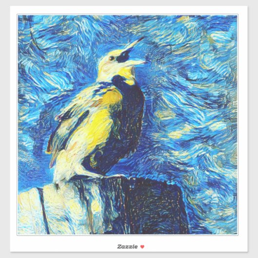 Der einsame Vogel im VanGogh-Stil Aufkleber (Blatt)