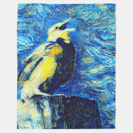 Der einsame Vogel-VanGogh-Stil Fleecedecke