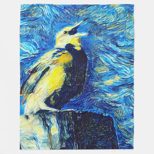 Der einsame Vogel-VanGogh-Stil Fleecedecke (Vorderseite)