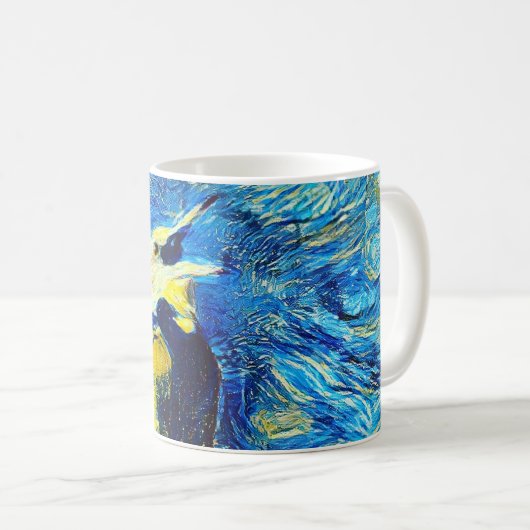 Der einsame Vogel-VanGogh-Stil Kaffeetasse (VorderseiteRechts)