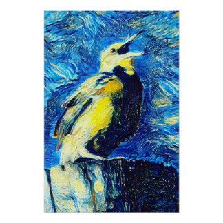 Der einsame Vogel-VanGogh-Stil Poster