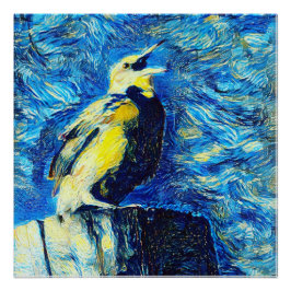 Der einsame Vogel-VanGogh-Stil Poster