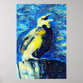 Der einsame Vogel-VanGogh-Stil Poster