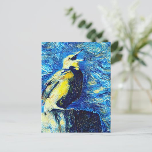 Der einsame Vogel-VanGogh-Stil Postkarte (Stehend Vorderseite)