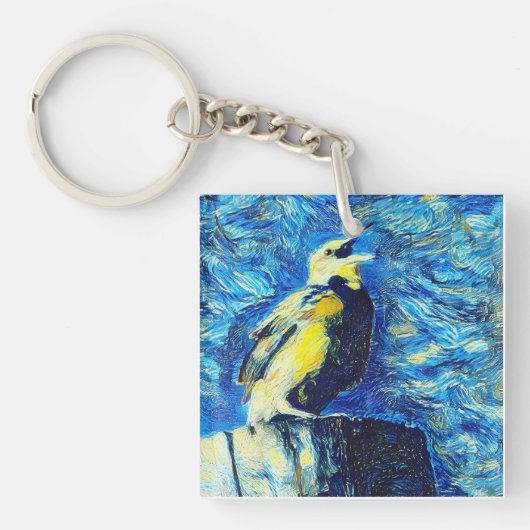Der einsame Vogel-VanGogh-Stil Schlüsselanhänger (Vorderseite)