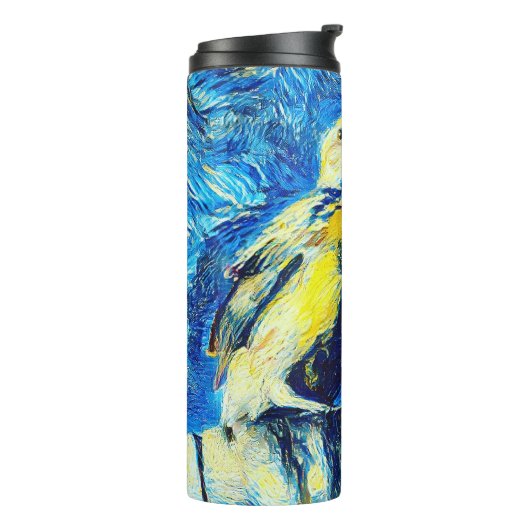 Der einsame Vogel-VanGogh-Stil Thermosbecher (Nach links gedreht)