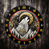 Der einsame weiße Wolf nimmt die Festigkeit ein Dartscheibe