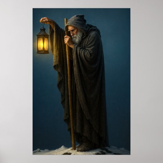 Der Einsiedler mit Laterne Poster (Vorne)