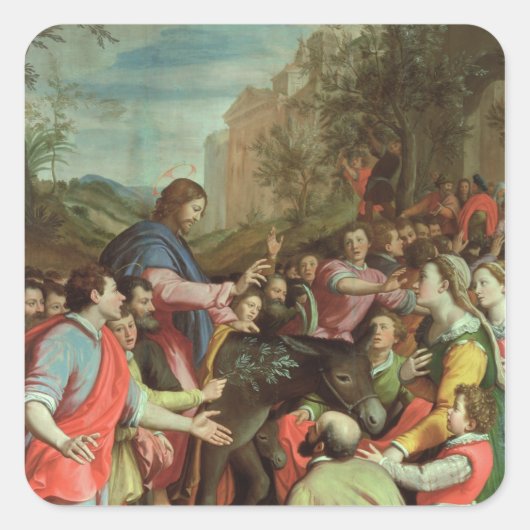 Der Eintritt Christi in Jerusalem Quadratischer Aufkleber (Vorderseite)